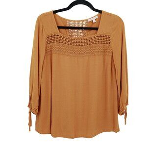 Skies Are Blue Crochet Top Womens M Orange Boho Hippie Grannycore‎ Cottagecore